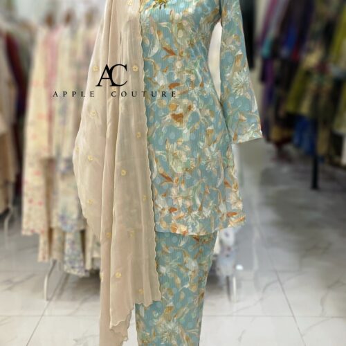 CAMELIA KURUNG MODEN CHIFFON JAQUARD SKY BLUE