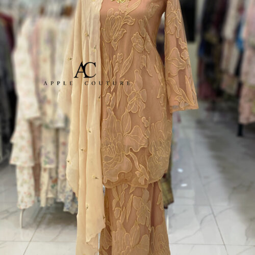 BAINON KURUNG PREMIUM ORGANZA LACE DARK SALMON