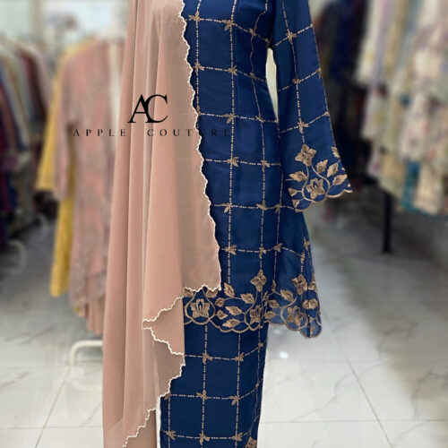 CAMELIA KURUNG MODEN SULAM ORGANZA NAVY BLUE