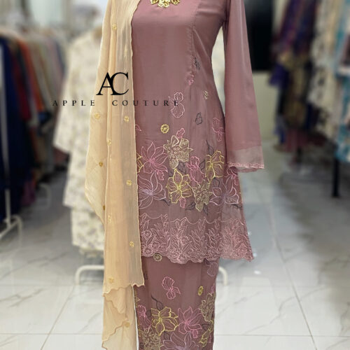 CAMELIA KURUNG MODEN SULAM ORGANZA PURPLE MAUVE