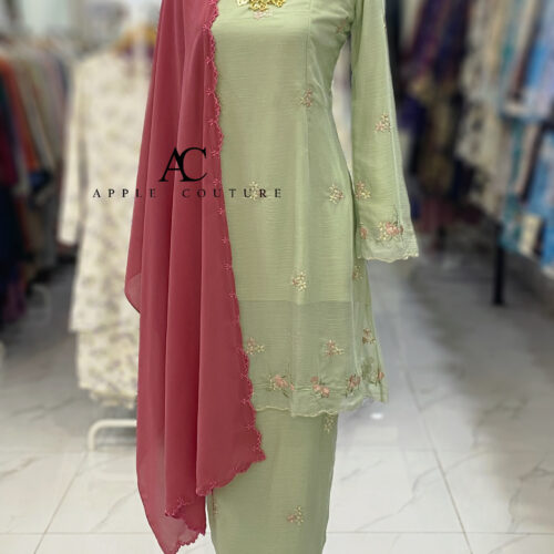 CAMELIA KURUNG MODEN SULAM ORGANZA MINT GREEN