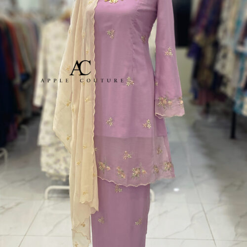 CAMELIA KURUNG MODEN SULAM ORGANZA LILAC