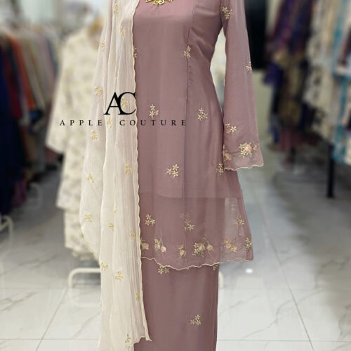 CAMELIA KURUNG MODEN SULAM ORGANZA PURPLE BELACAN