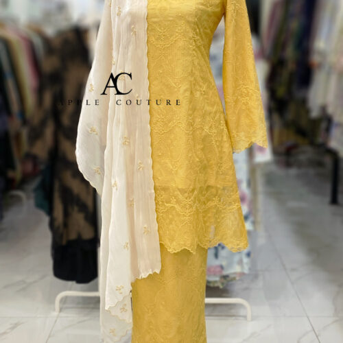 CAMELIA KURUNG MODEN SULAM ORGANZA YELLOW