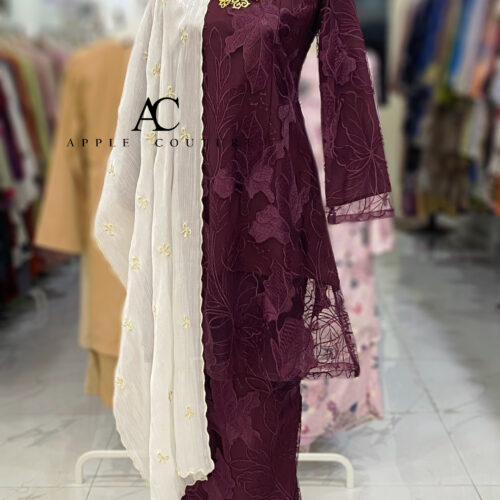 CAMELIA KURUNG PREMIUM FULL LACE BURGUNDY