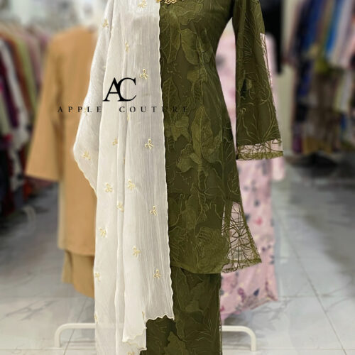 CAMELIA KURUNG PREMIUM FULL LACE DARK OLIVE