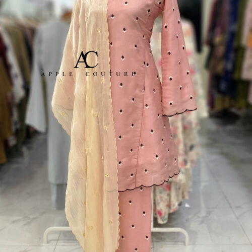 MELOR KURUNG RIAU LINING ORGANZA PEACHY PINK