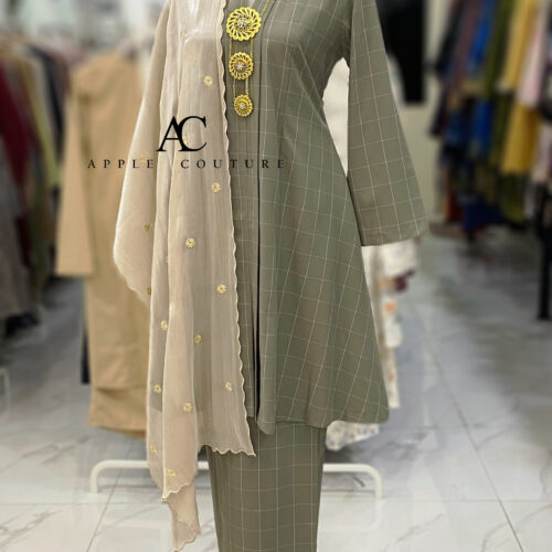 KEBAYA LABUH DANG ANUM COTTON DUSTY GREEN