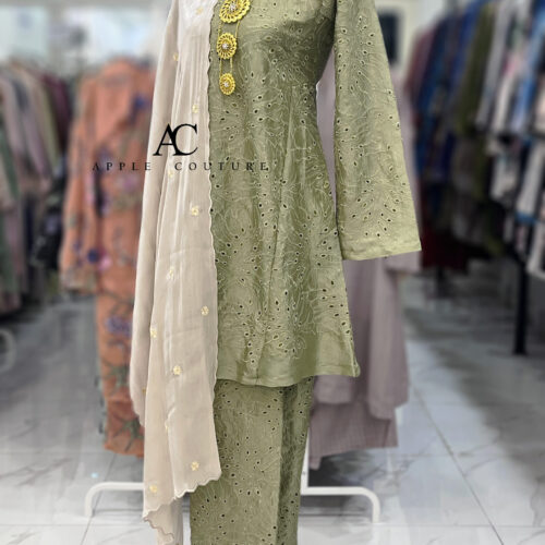 MELOR KURUNG RIAU LINING ORGANZA SAGE GREEN