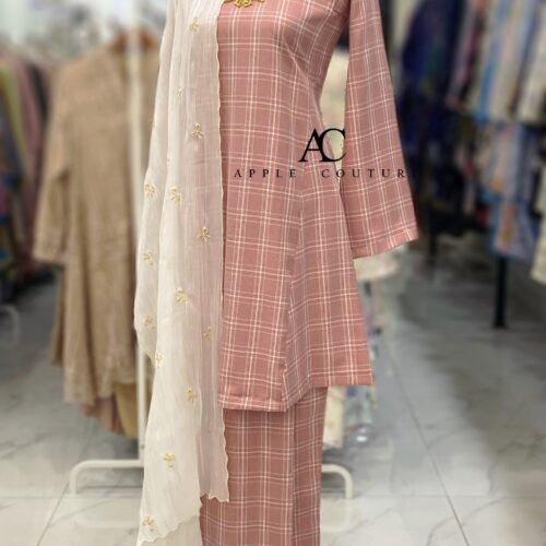 MELOR KURUNG RIAU COTTON PINK