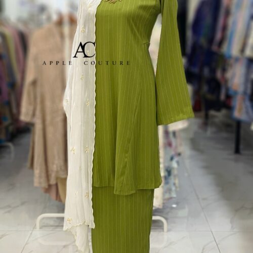 MELOR KURUNG RIAU COTTON LIGHT OLIVE