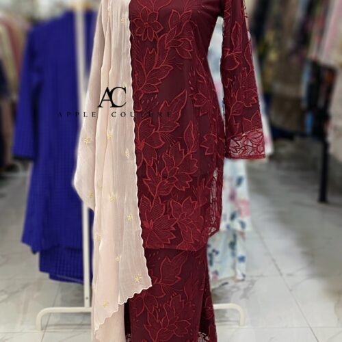 BAINON KURUNG LACE PREMIUM    MAROON