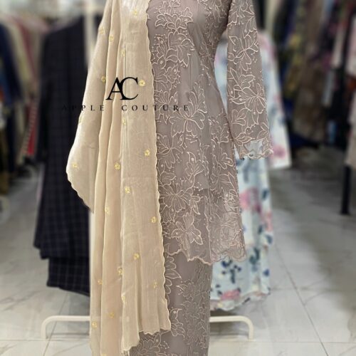 CAMELIA KURUNG PREMIUM FULL LACE GREY KHAKI