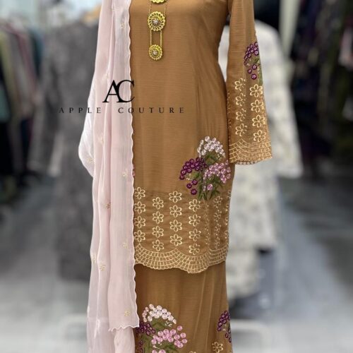 BAINON KURUNG PREMIUM ORGANZA BROWN MUSTARD 2