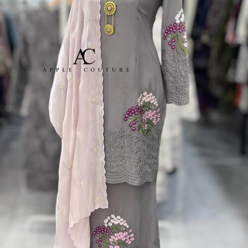 BAINON KURUNG PREMIUM ORGANZA GREY 2