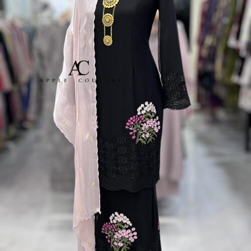BAINON KURUNG PREMIUM ORGANZA BLACK 1