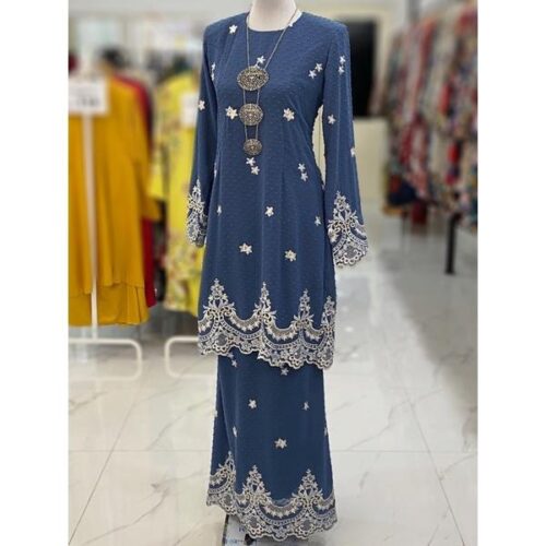 BAINON KURUNG CHIFFON SULAM MIDNIGHT BLUE