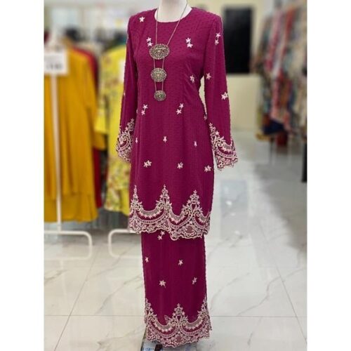 BAINON KURUNG CHIFFON SULAM MAGENTA
