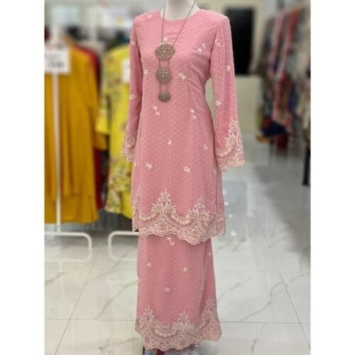 BAINON KURUNG CHIFFON SULAM BABY PINK