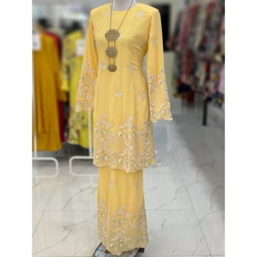 BAINON KURUNG CHIFFON SULAM YELLOW CORN
