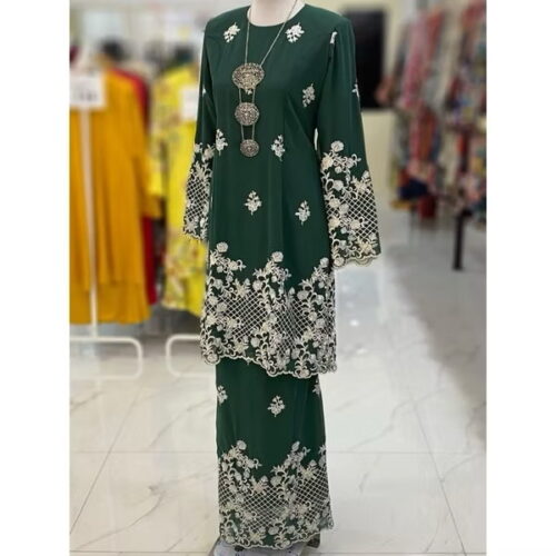 BAINON KURUNG CHIFFON SULAM EMERALD GREEN