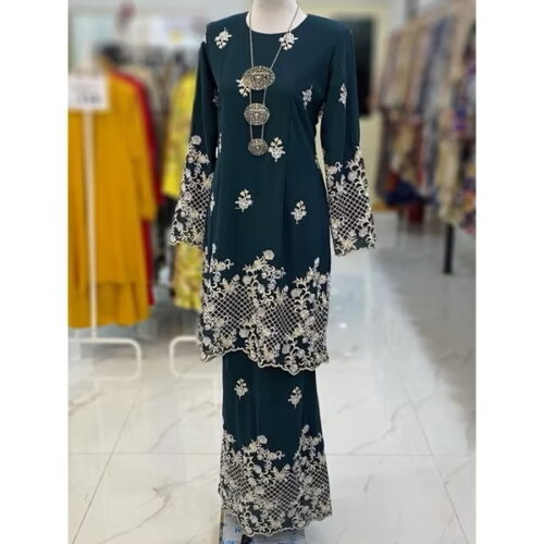 BAINON KURUNG CHIFFON SULAM DARK GREEN