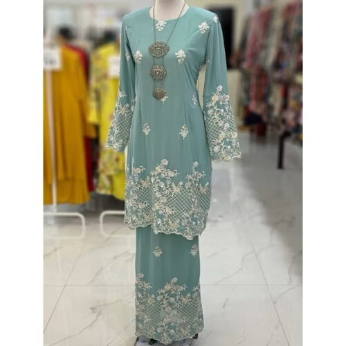 BAINON KURUNG CHIFFON SULAM TIFFANY BLUE