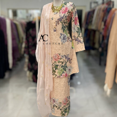 ADINDA KURUNG MIX COTTON EMBROIDERY PEACH