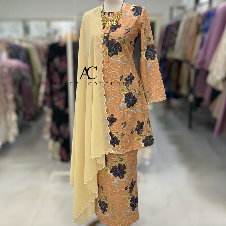 DEFECT ITEM !!  ADINDA KURUNG MIX COTTON EMBROIDERY BROWN