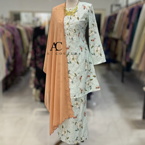 ADINDA KURUNG MIX COTTON EMBROIDERY BLUE MINT