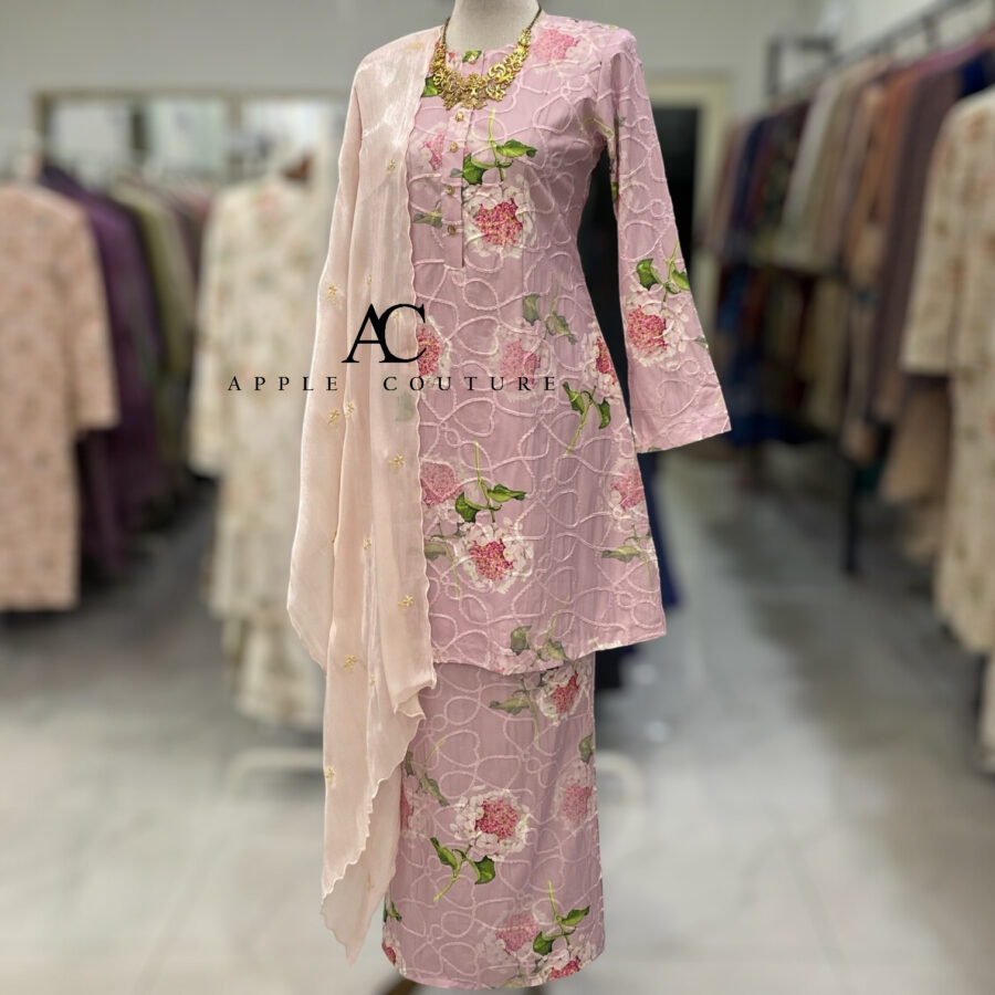 ADINDA KURUNG MIX COTTON EMBROIDERY DUSTY PINK