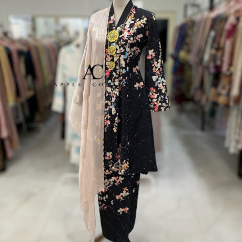 DEFECT ITEM!!! KEBAYA LABUH DANG ANUM MIX COTTON EMBROIDERY BLACK