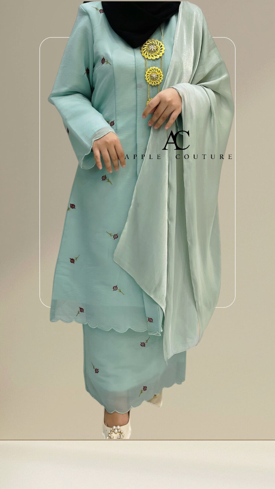 KEBAYA LABUH ZUBAIDAH PREMIUM ORGANZA MINT