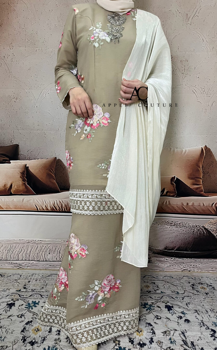 BAINON KURUNG PREMIUM ORGANZA SMOKEY TAUPE