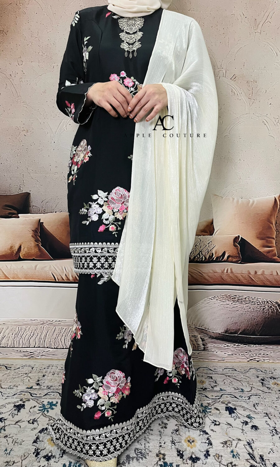 BAINON KURUNG PREMIUM ORGANZA BLACK