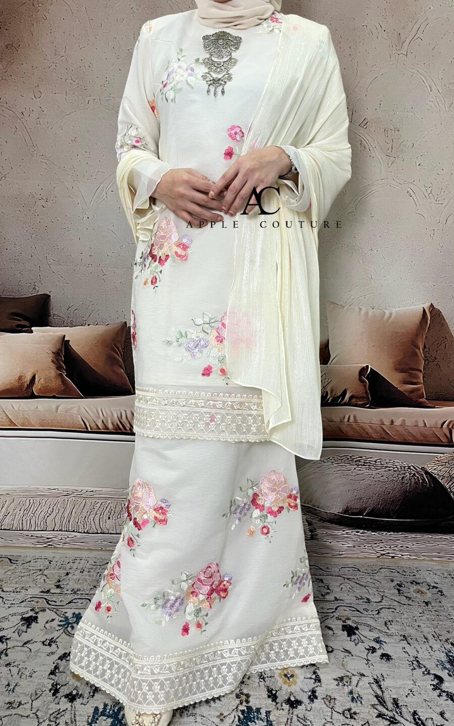 BAINON KURUNG PREMIUM ORGANZA IVORY