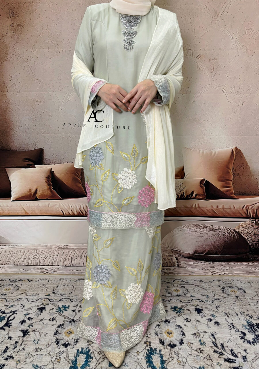 BAINON KURUNG PREMIUM ORGANZA SAGE MINT