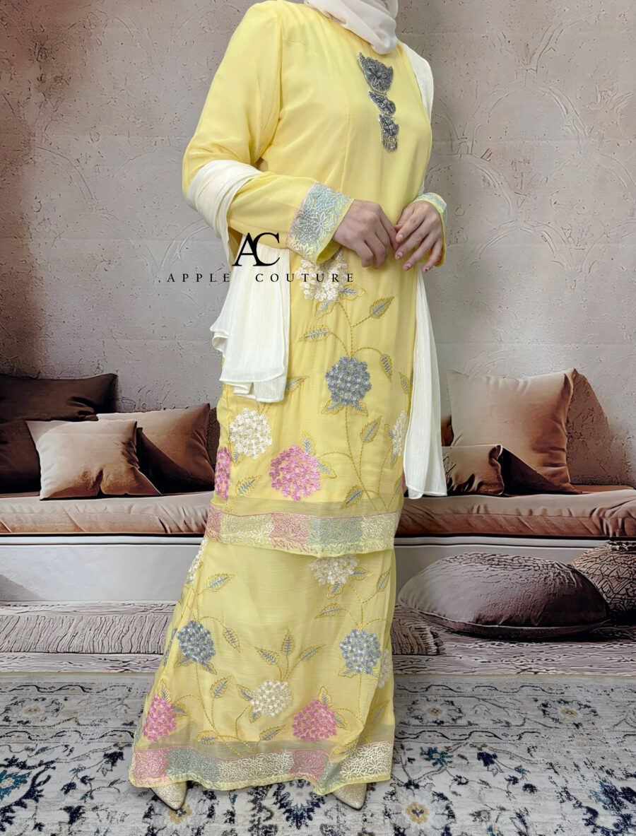 BAINON KURUNG PREMIUM ORGANZA YELLOW