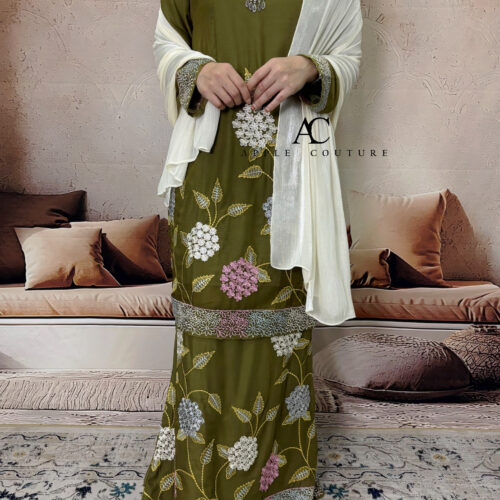 BAINON KURUNG PREMIUM ORGANZA OLIVE