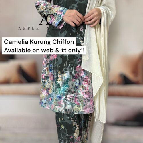 CAMELIA KURUNG MODEN CHIFFON CREPE OPEL ARMY GREEN