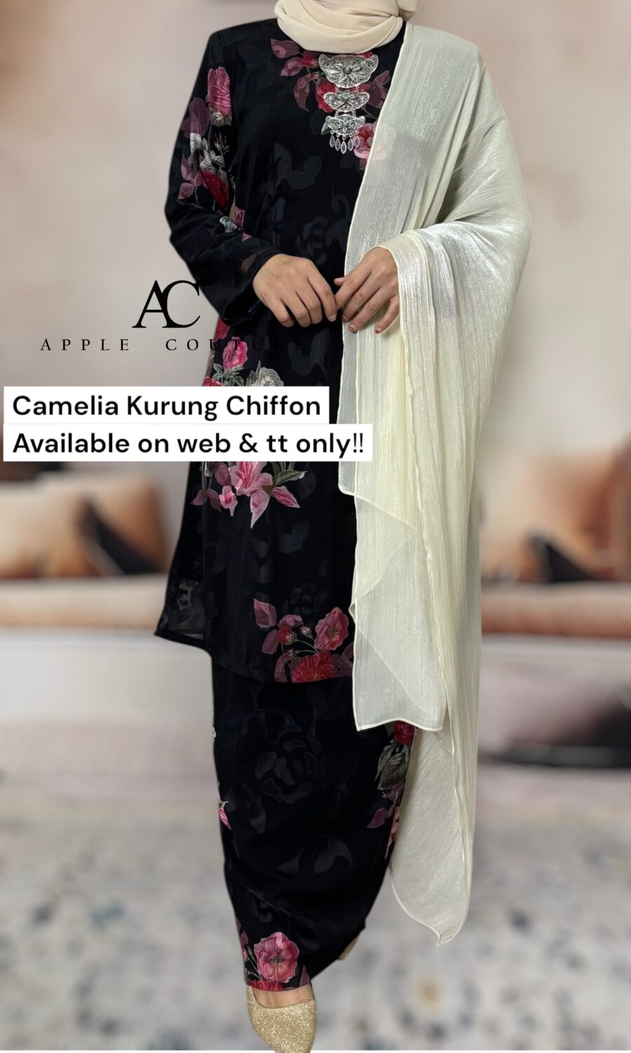 CAMELIA KURUNG MODEN CHIFFON CREPE OPEL BLACK