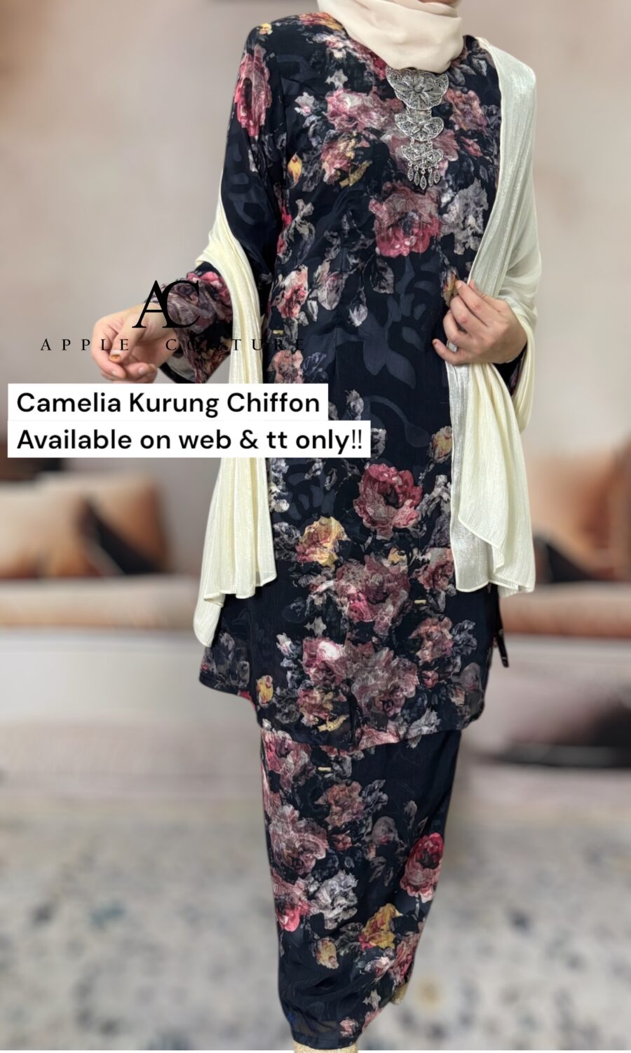 CAMELIA KURUNG MODEN CHIFFON CREPE OPEL BLACK