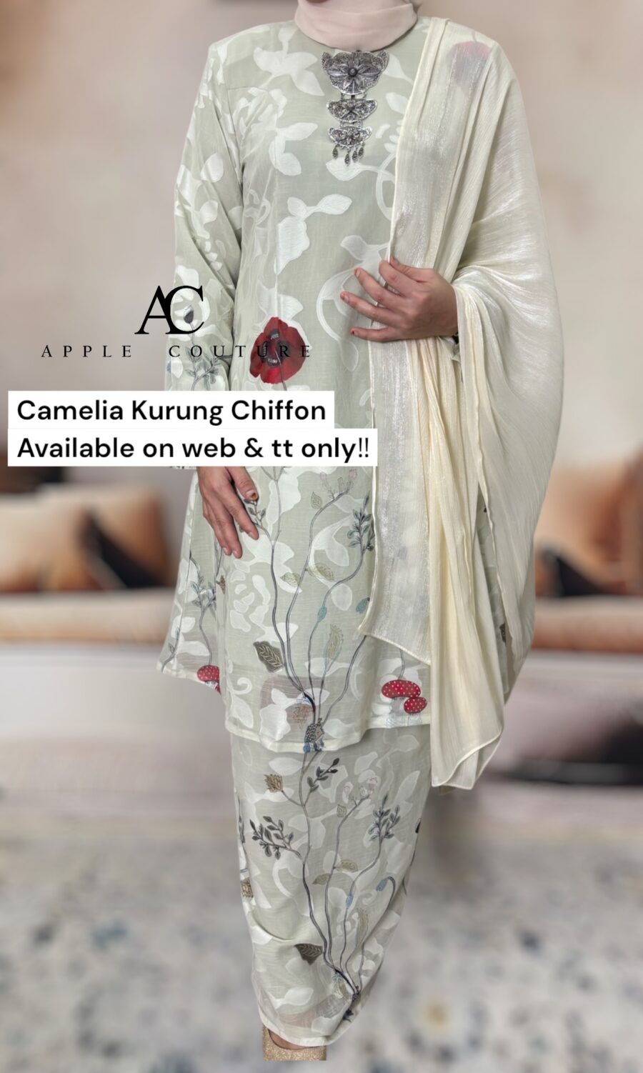 CAMELIA KURUNG MODEN CHIFFON CREPE OPEL SAGE MINT