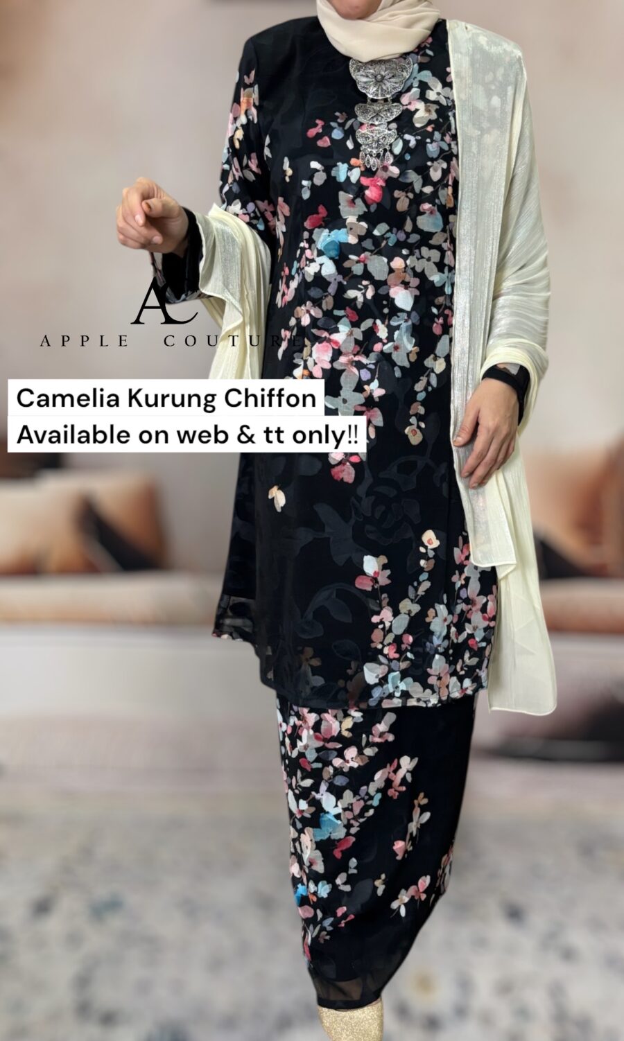 CAMELIA KURUNG MODEN CHIFFON CREPE OPEL BLACK