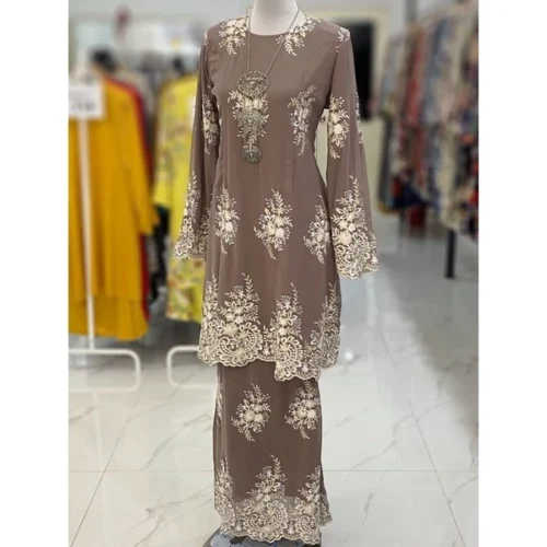 BAINON KURUNG CHIFFON SULAM DARK KHAKI