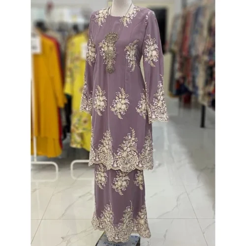 BAINON KURUNG CHIFFON SULAM DUSTY PURPLE
