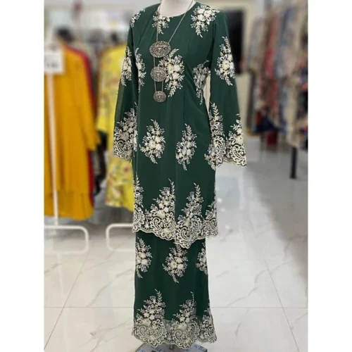 BAINON KURUNG CHIFFON SULAM EMERALD GREEN