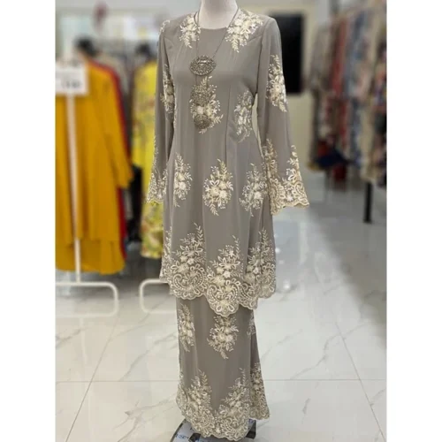 BAINON KURUNG CHIFFON SULAM GREY