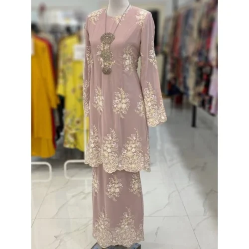 BAINON KURUNG CHIFFON SULAM PALE PINK