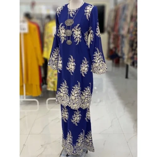 BAINON KURUNG CHIFFON SULAM ROYAL BLUE